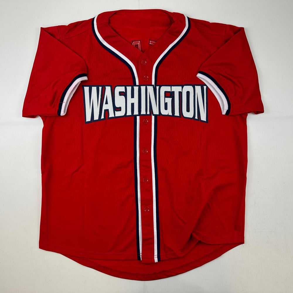 Facsimile Autographed Max Scherzer Washington Red Reprint Laser Auto Baseball Jersey Size Men's XL (ONLINE ORDER ONLY)