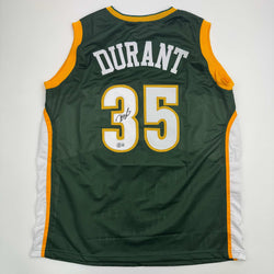 Autographed/Signed Kevin Durant Seattle Green Basketball Jersey Beckett BAS COA (ONLINE ORDER ONLY)