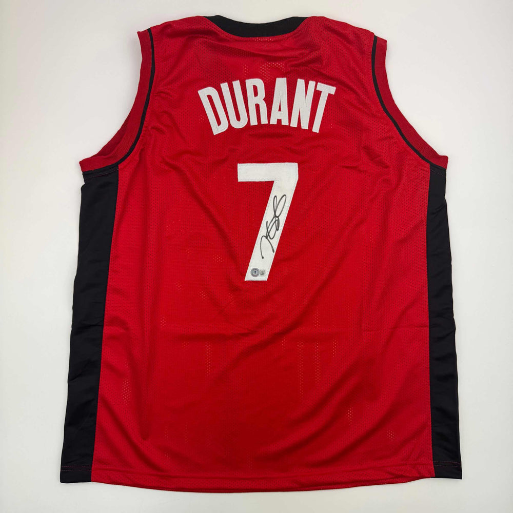 Autographed/Signed Kevin Durant Houston Red Basketball Jersey Beckett BAS COA (ONLINE ORDER ONLY)