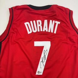 Autographed/Signed Kevin Durant Houston Red Basketball Jersey Beckett BAS COA (ONLINE ORDER ONLY)