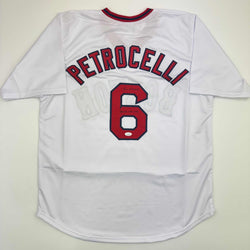 Autographed/Signed Rico Petrocelli HOF 1999 Boston White Baseball Jersey JSA COA (ONLINE ORDER ONLY)