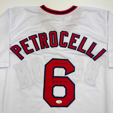 Autographed/Signed Rico Petrocelli HOF 1999 Boston White Baseball Jersey JSA COA (ONLINE ORDER ONLY)