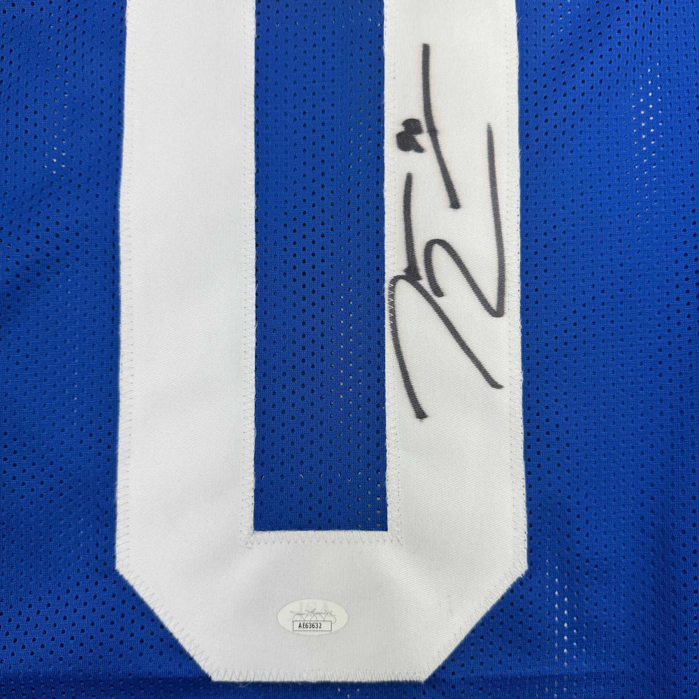 Autographed/Signed DeMarcus Lawrence Seattle Blue Retro Football Jersey Beckett BAS COA (ONLINE ORDER ONLY)
