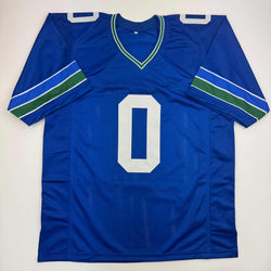 Autographed/Signed DeMarcus Lawrence Seattle Blue Retro Football Jersey Beckett BAS COA (ONLINE ORDER ONLY)