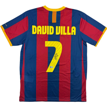 Autographed/Signed David Villa FC Barcelona Blue Soccer Jersey Beckett BAS COA (ONLINE ORDER ONLY)