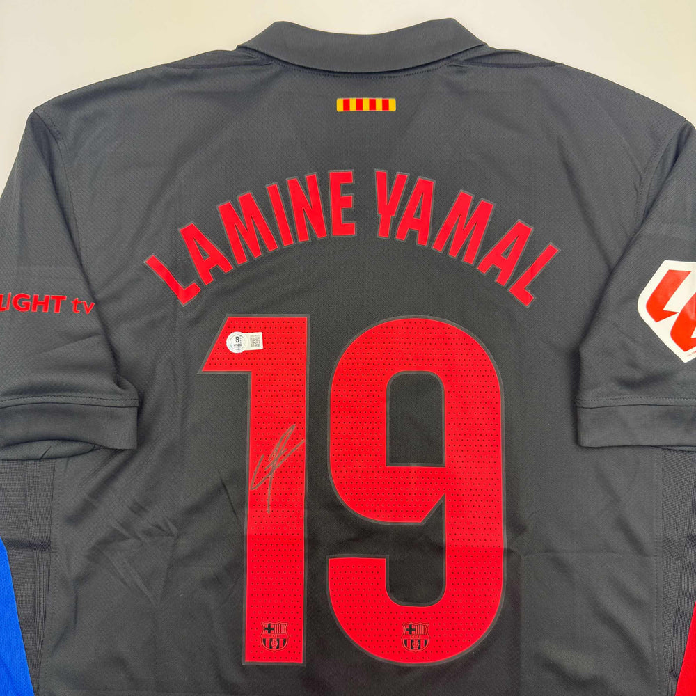 Autographed/Signed Lamine Yamal FC Barcelona Black Soccer Jersey Beckett BAS COA (ONLINE ORDER ONLY)