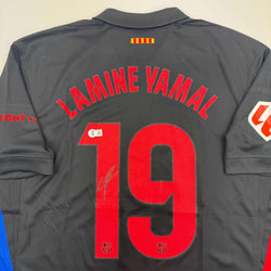 Autographed/Signed Lamine Yamal FC Barcelona Black Soccer Jersey Beckett BAS COA (ONLINE ORDER ONLY)