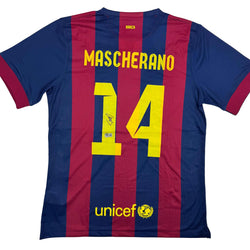 Autographed/Signed Javier Mascherano FC Barcelona Blue Soccer Jersey Beckett BAS COA (ONLINE ORDER ONLY)
