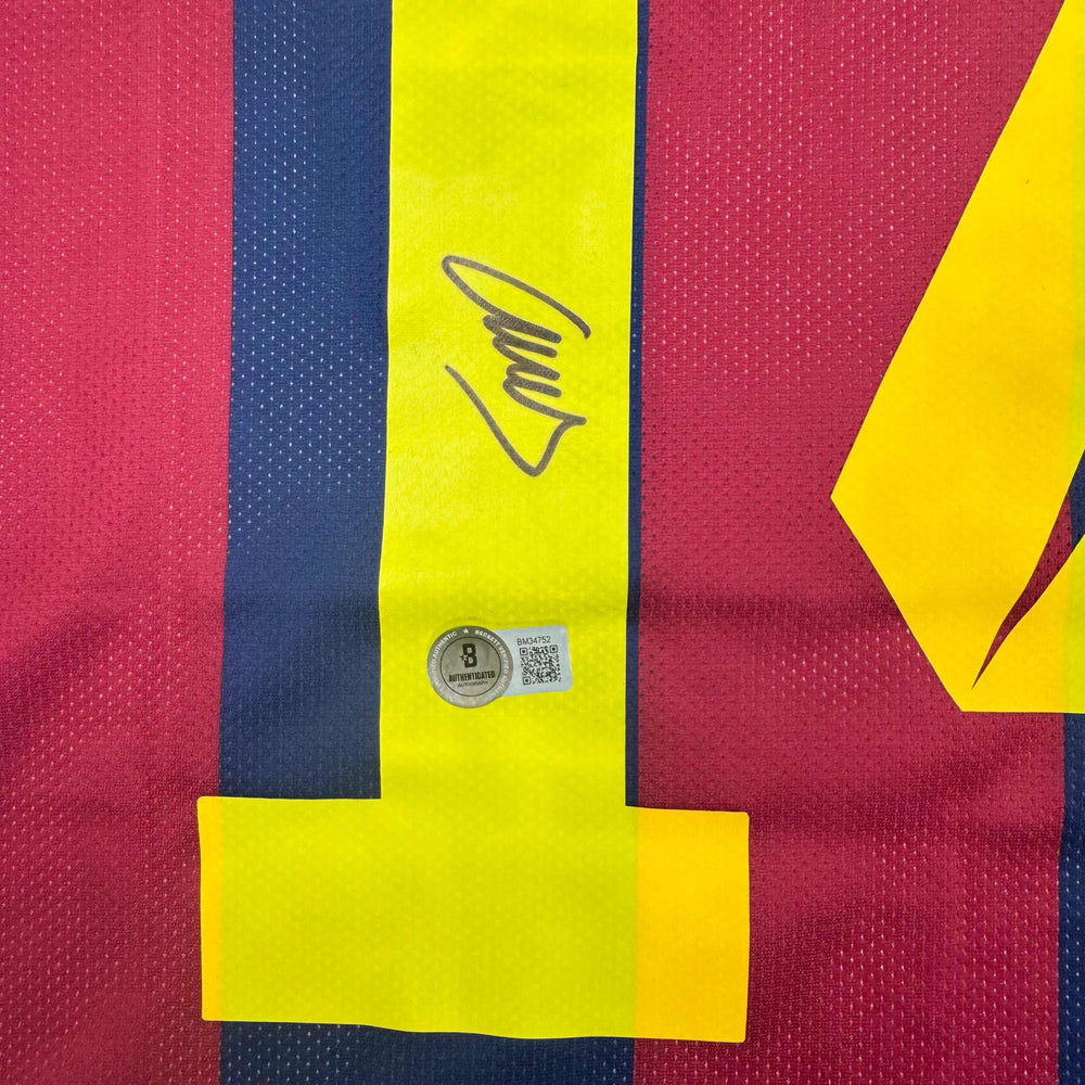 Autographed/Signed Javier Mascherano FC Barcelona Blue Soccer Jersey Beckett BAS COA (ONLINE ORDER ONLY)