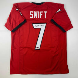 Facsimile Autographed D'Andre Swift Georgia Red Reprint Laser Auto College Football Jersey Size Men's XL (ONLINE ORDER ONLY)