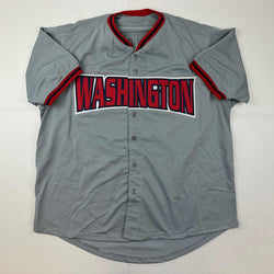 Facsimile Autographed Trea Turner Washington Grey Reprint Laser Auto Baseball Jersey Size Men's XL (ONLINE ORDER ONLY)
