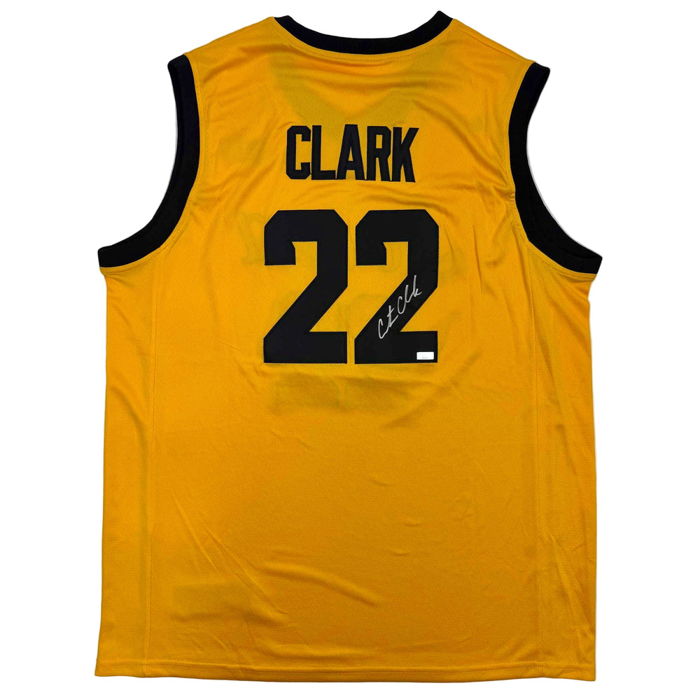 Autographed/Signed Caitlin Clark Iowa Yellow Basketball Jersey Panini COA (ONLINE ORDER ONLY)