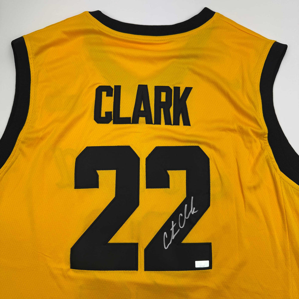 Autographed/Signed Caitlin Clark Iowa Yellow Basketball Jersey Panini COA (ONLINE ORDER ONLY)
