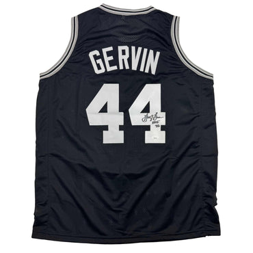 Autographed/Signed George Gervin San Antonio Black Basketball Jersey Beckett BAS COA (ONLINE ORDER ONLY)