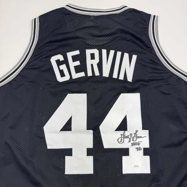 Autographed/Signed George Gervin San Antonio Black Basketball Jersey Beckett BAS COA (ONLINE ORDER ONLY)