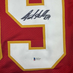 Autographed/Signed Jared Allen Kansas City Red Football Jersey Beckett BAS COA (ONLINE ORDER ONLY)