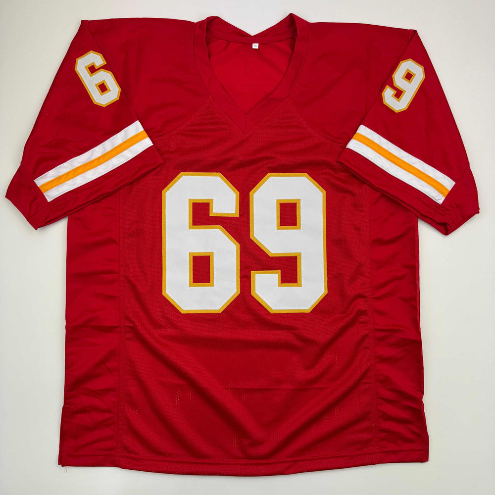 Autographed/Signed Jared Allen Kansas City Red Football Jersey Beckett BAS COA (ONLINE ORDER ONLY)