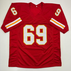 Autographed/Signed Jared Allen Kansas City Red Football Jersey Beckett BAS COA (ONLINE ORDER ONLY)