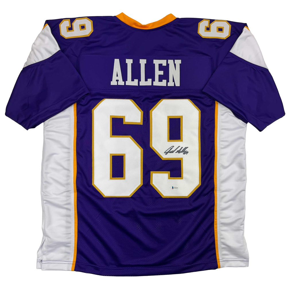 Autographed/Signed Jared Allen Minnesota Purple Football Jersey Beckett BAS COA (ONLINE ORDER ONLY)