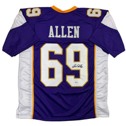 Autographed/Signed Jared Allen Minnesota Purple Football Jersey Beckett BAS COA (ONLINE ORDER ONLY)