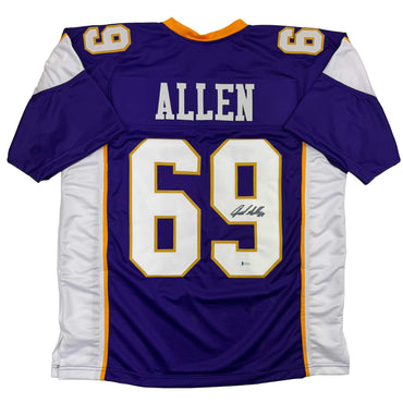 Autographed/Signed Jared Allen Minnesota Purple Football Jersey Beckett BAS COA (ONLINE ORDER ONLY)
