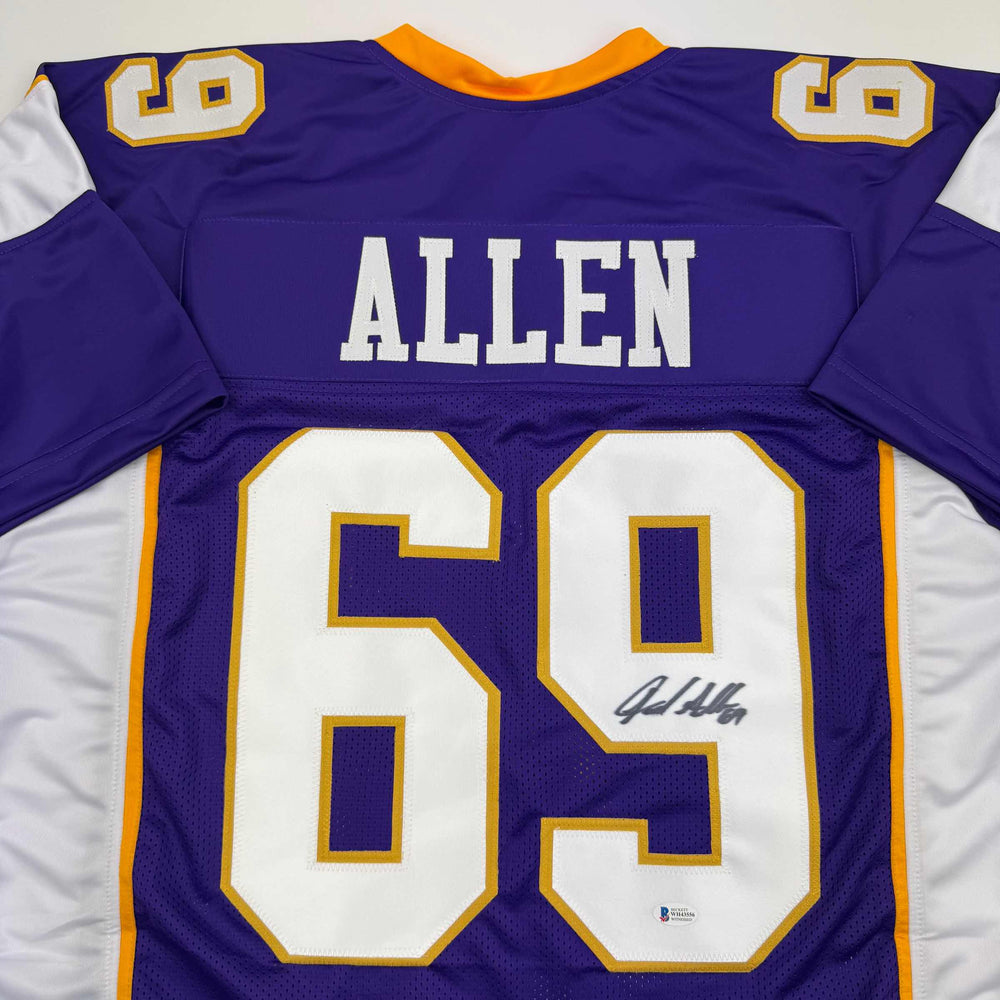 Autographed/Signed Jared Allen Minnesota Purple Football Jersey Beckett BAS COA (ONLINE ORDER ONLY)
