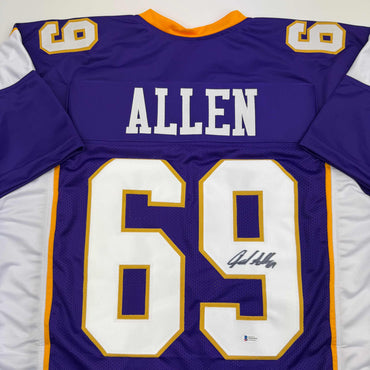 Autographed/Signed Jared Allen Minnesota Purple Football Jersey Beckett BAS COA (ONLINE ORDER ONLY)