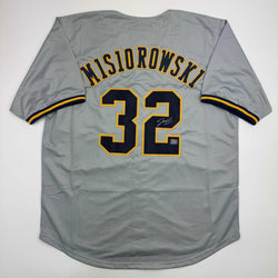 Autographed/Signed Jacob Misiorowski Milwaukee Grey Baseball Jersey Prova COA (ONLINE ORDER ONLY)
