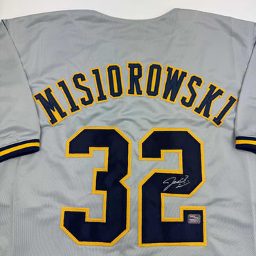 Autographed/Signed Jacob Misiorowski Milwaukee Grey Baseball Jersey Prova COA (ONLINE ORDER ONLY)