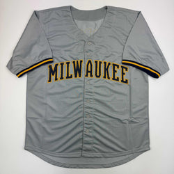 Autographed/Signed Jacob Misiorowski Milwaukee Grey Baseball Jersey Prova COA (ONLINE ORDER ONLY)