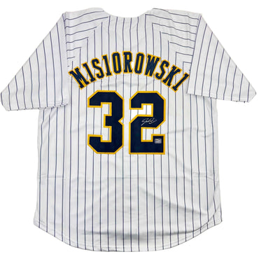 Autographed/Signed Jacob Misiorowski Milwaukee Pinstripe Baseball Jersey Prova COA (ONLINE ORDER ONLY)