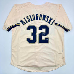 Autographed/Signed Jacob Misiorowski Milwaukee Cream Baseball Jersey Prova COA (ONLINE ORDER ONLY)