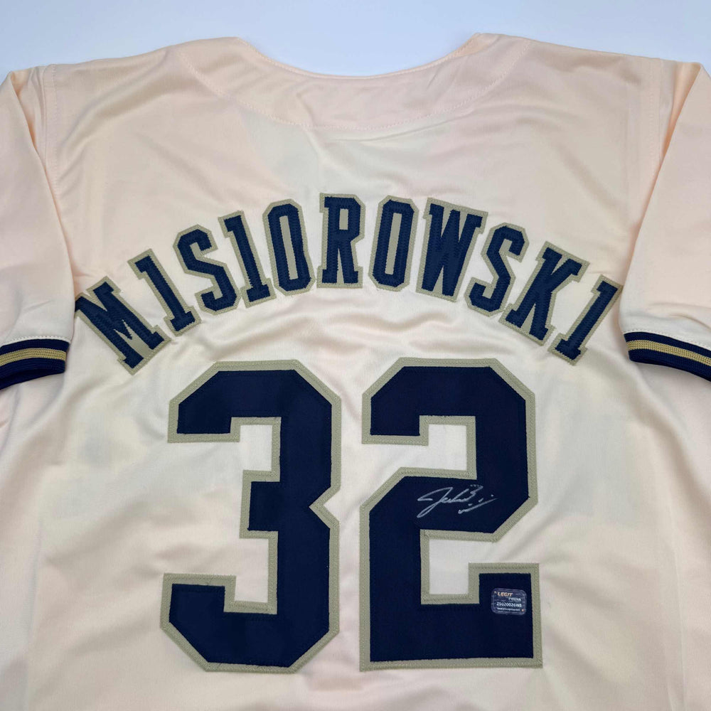 Autographed/Signed Jacob Misiorowski Milwaukee Cream Baseball Jersey Prova COA (ONLINE ORDER ONLY)