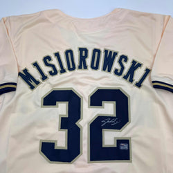 Autographed/Signed Jacob Misiorowski Milwaukee Cream Baseball Jersey Prova COA (ONLINE ORDER ONLY)