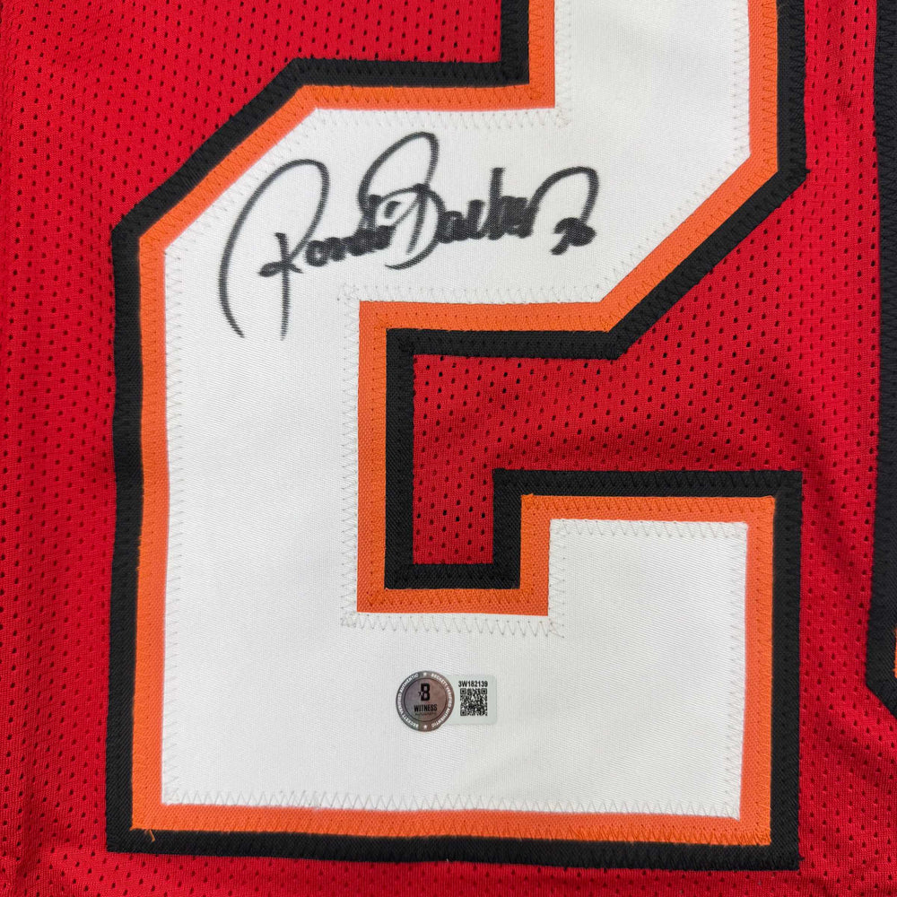 Autographed/Signed Ronde Barber Tampa Bay Red Football Jersey Beckett BAS COA (ONLINE ORDER ONLY)
