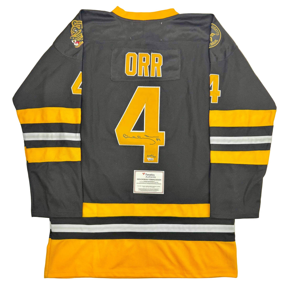 Autographed/Signed Bobby Orr "HOF 79" Boston Bruins Black Hockey Jersey Fanatics COA (ONLINE ORDER ONLY)