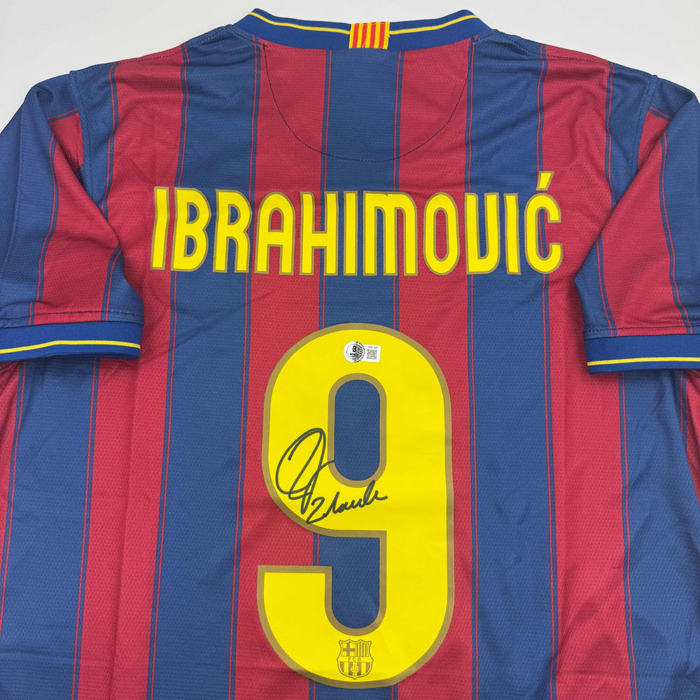 Autographed/Signed Zlatan Ibrahimovic FC Barcelona Soccer Jersey Beckett BAS COA (ONLINE ORDER ONLY)