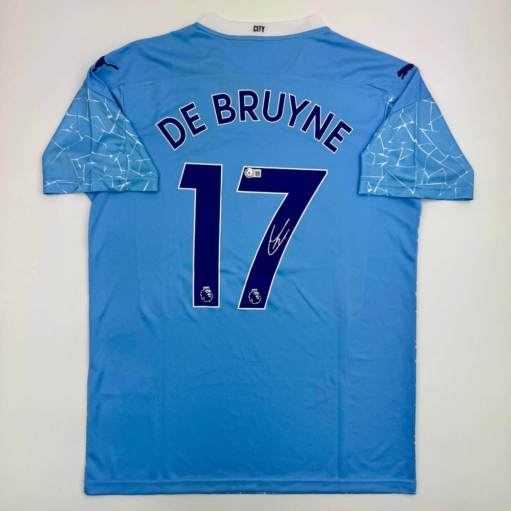 Autographed/Signed Kevin De Bruyne Manchester City Blue Soccer Futbol Jersey Beckett BAS COA (ONLINE ORDER ONLY)