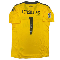Autographed/Signed Iker Casillas Real Madrid Yellow Soccer Jersey Beckett BAS COA (ONLINE ORDER ONLY)
