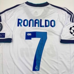Autographed/Signed Cristiano Ronaldo Real Madrid White Soccer Jersey Beckett BAS COA (ONLINE ORDER ONLY)