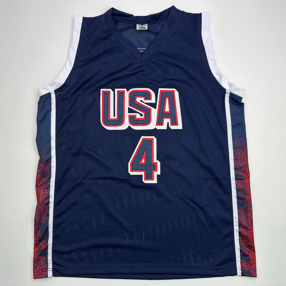 Facsimile Autographed Stephen Steph Curry 2024 United States Team USA Blue Reprint Laser Auto Basketball Jersey Size Men's XL (ONLINE ORDER ONLY)