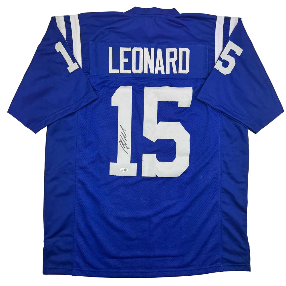 Autographed/Signed Riley Leonard Indianapolis Blue Football Jersey JSA COA (ONLINE ORDER ONLY)