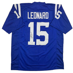 Autographed/Signed Riley Leonard Indianapolis Blue Football Jersey JSA COA (ONLINE ORDER ONLY)