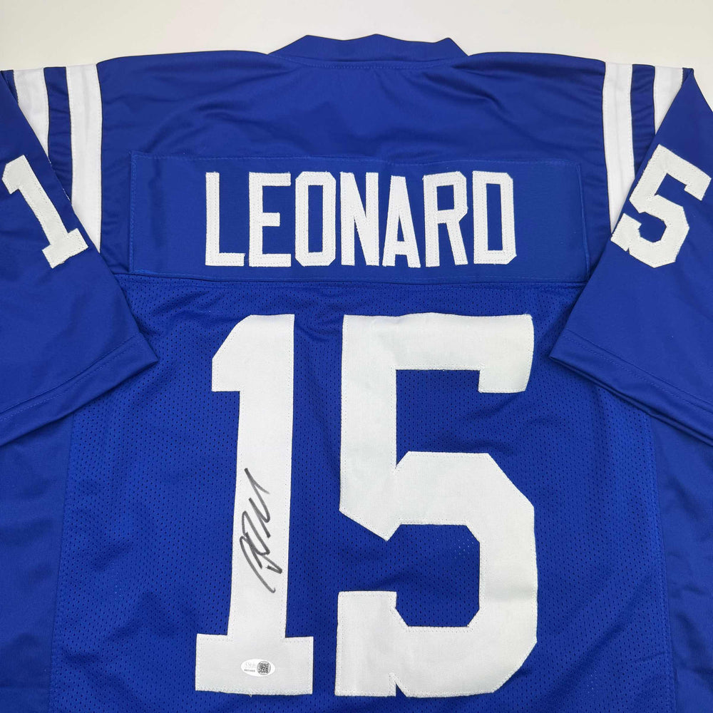 Autographed/Signed Riley Leonard Indianapolis Blue Football Jersey JSA COA (ONLINE ORDER ONLY)