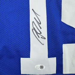 Autographed/Signed Riley Leonard Indianapolis Blue Football Jersey JSA COA (ONLINE ORDER ONLY)