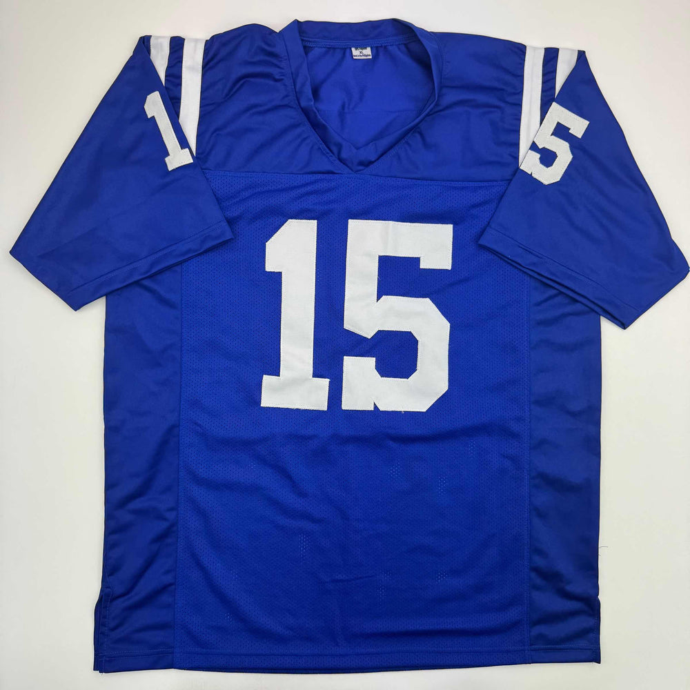 Autographed/Signed Riley Leonard Indianapolis Blue Football Jersey JSA COA (ONLINE ORDER ONLY)
