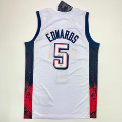 Autographed/Signed Anthony Edwards United States USA White Basketball Jersey PSA COA (ONLINE ORDER ONLY)