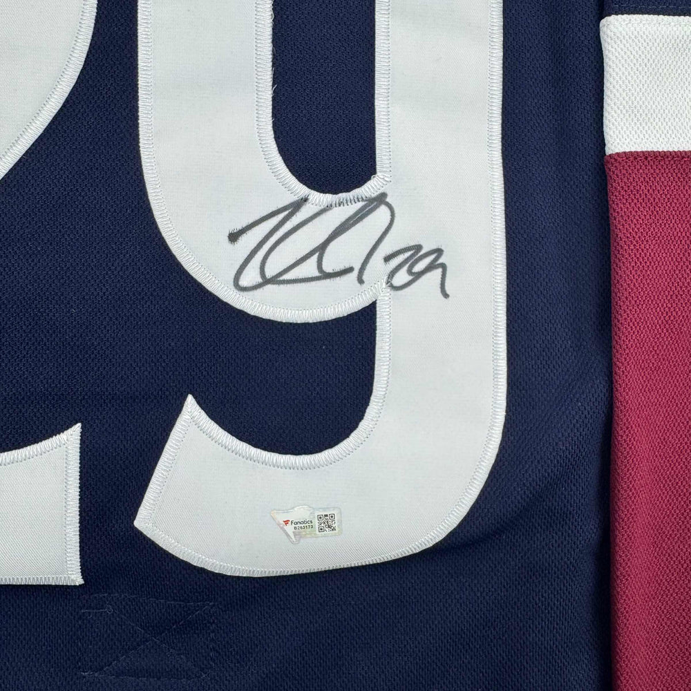 Autographed/Signed Nathan MacKinnon Colorado Avalanche Authentic Blue Hockey Jersey Fanatics COA (ONLINE ORDER ONLY)