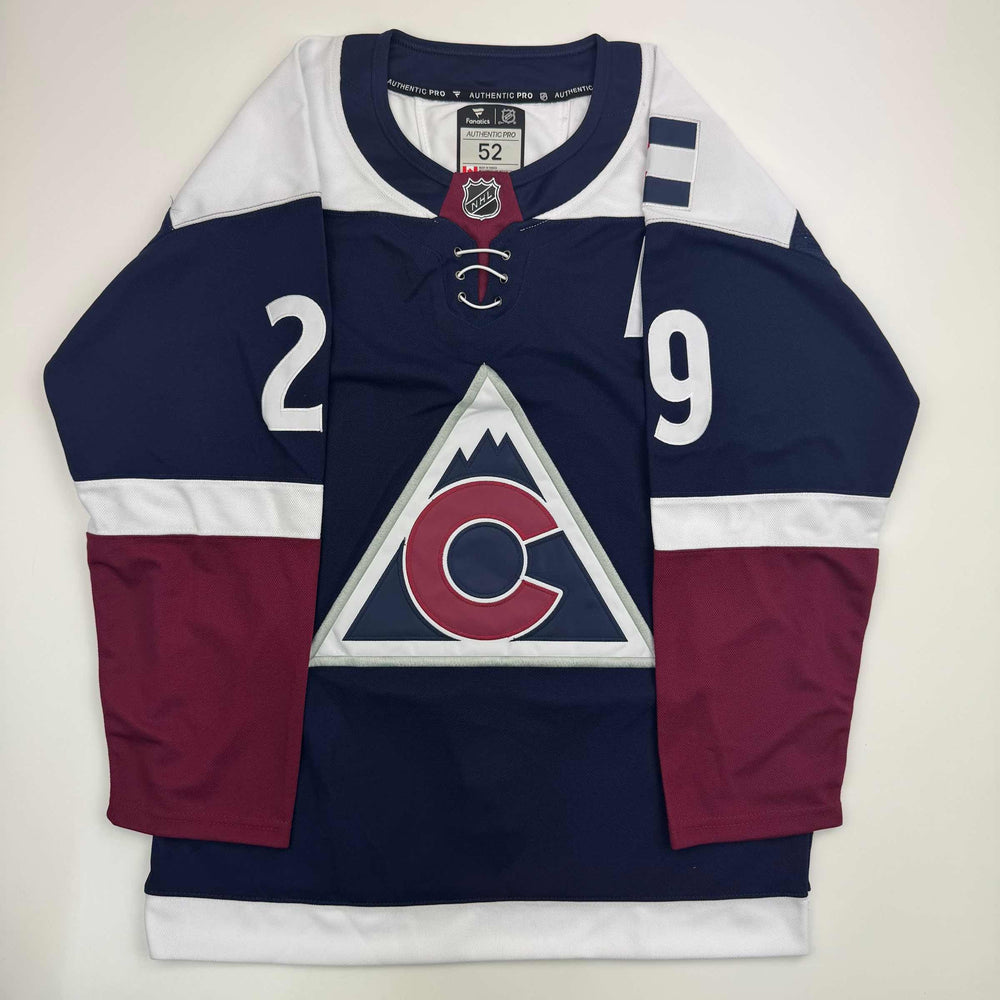 Autographed/Signed Nathan MacKinnon Colorado Avalanche Authentic Blue Hockey Jersey Fanatics COA (ONLINE ORDER ONLY)