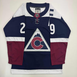 Autographed/Signed Nathan MacKinnon Colorado Avalanche Authentic Blue Hockey Jersey Fanatics COA (ONLINE ORDER ONLY)